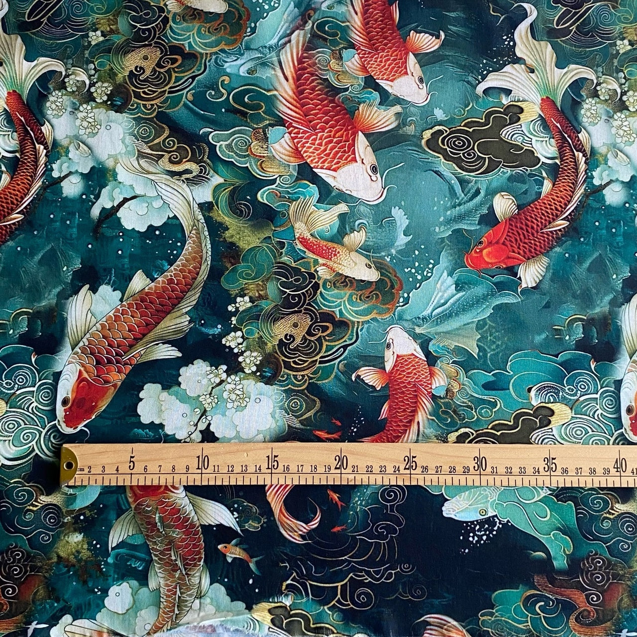 KOI CARP, BLUE - 100% pamuk