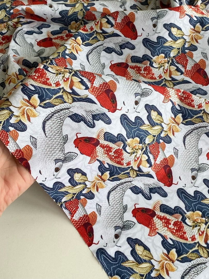 KOI CARP, WHITE - 100% pamuk