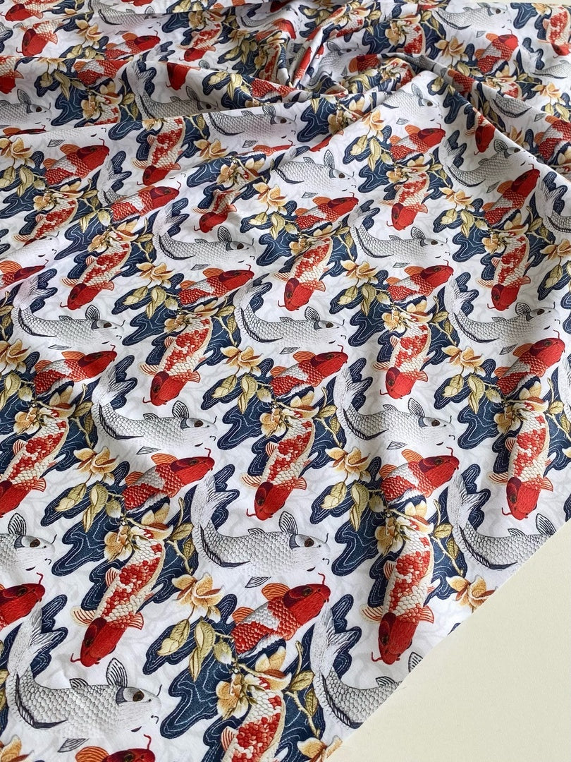 KOI CARP, WHITE - 100% pamuk