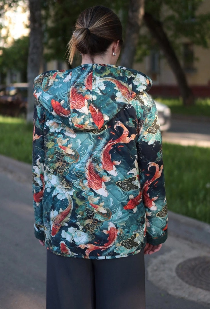KOI CARP, BLUE - 100% pamuk