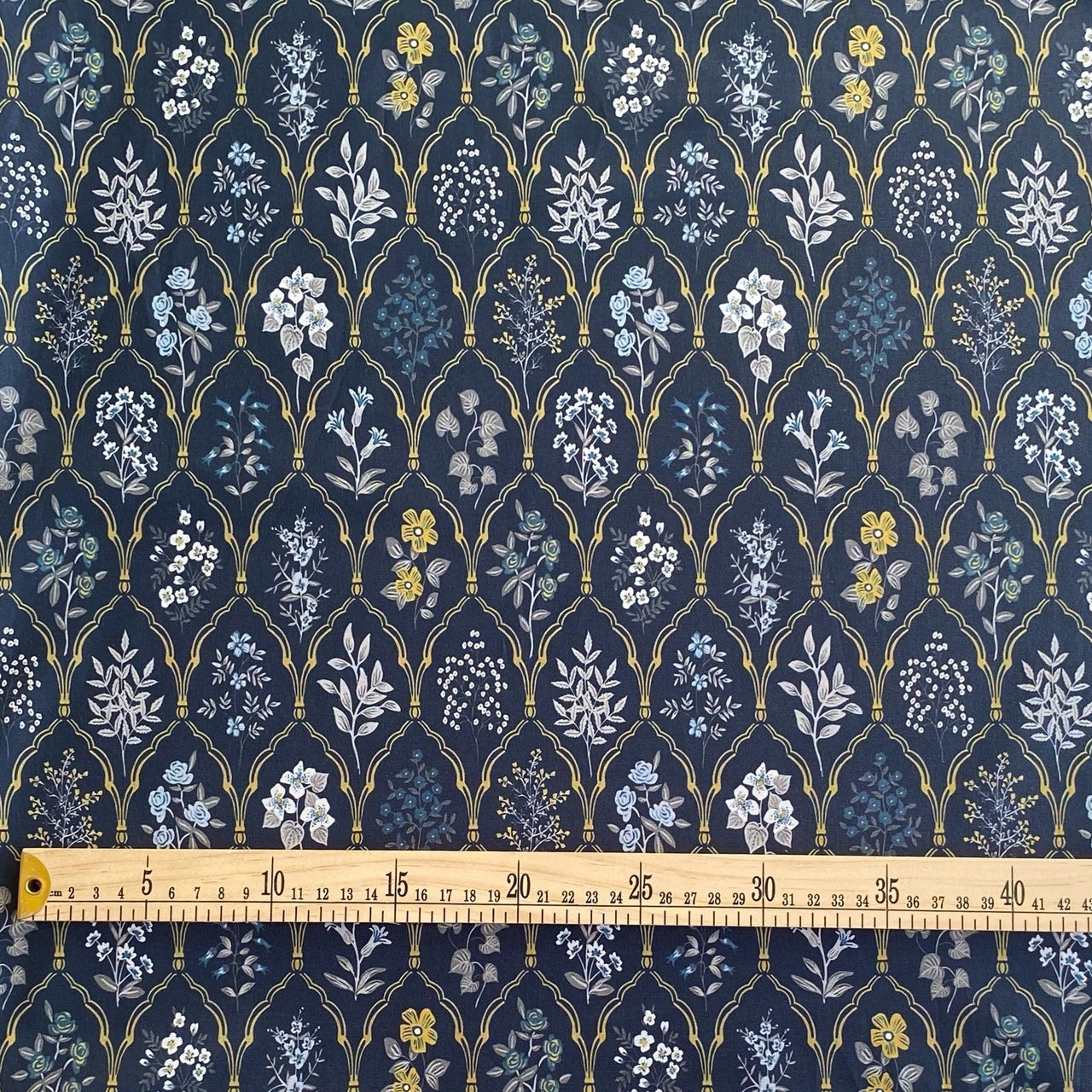 FLORAL ARABESQUE, BLUE - 100% pamuk