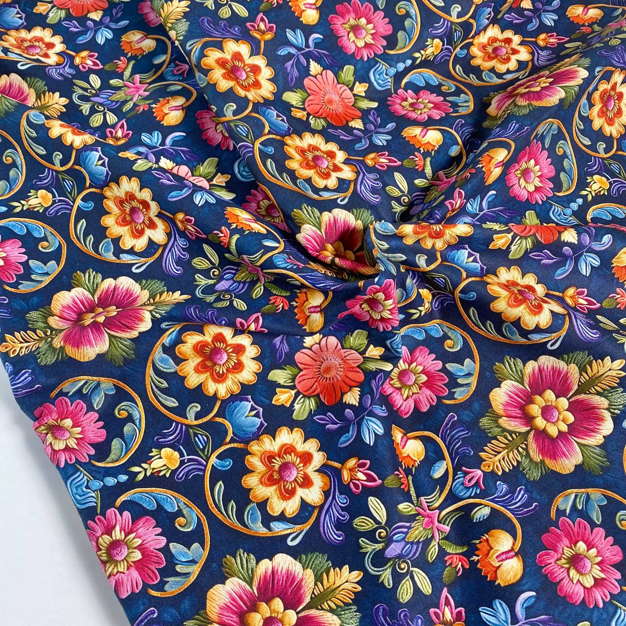 FLOWERS, PINK & BLUE - 100% pamuk