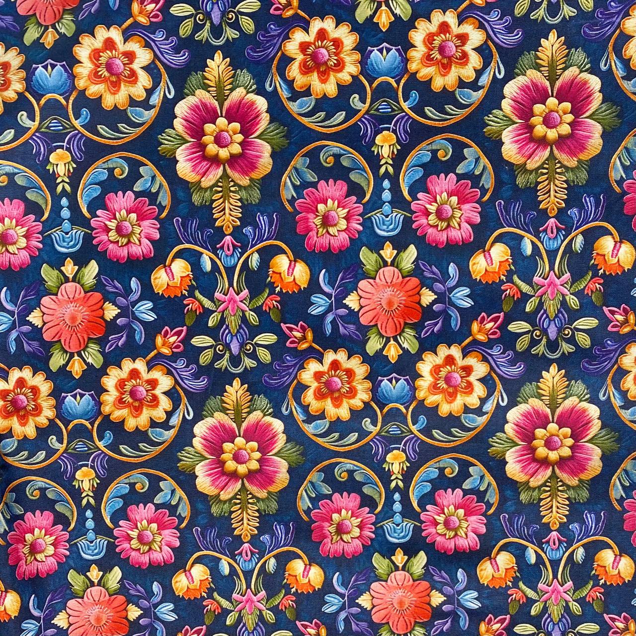 FLOWERS, PINK & BLUE - 100% pamuk