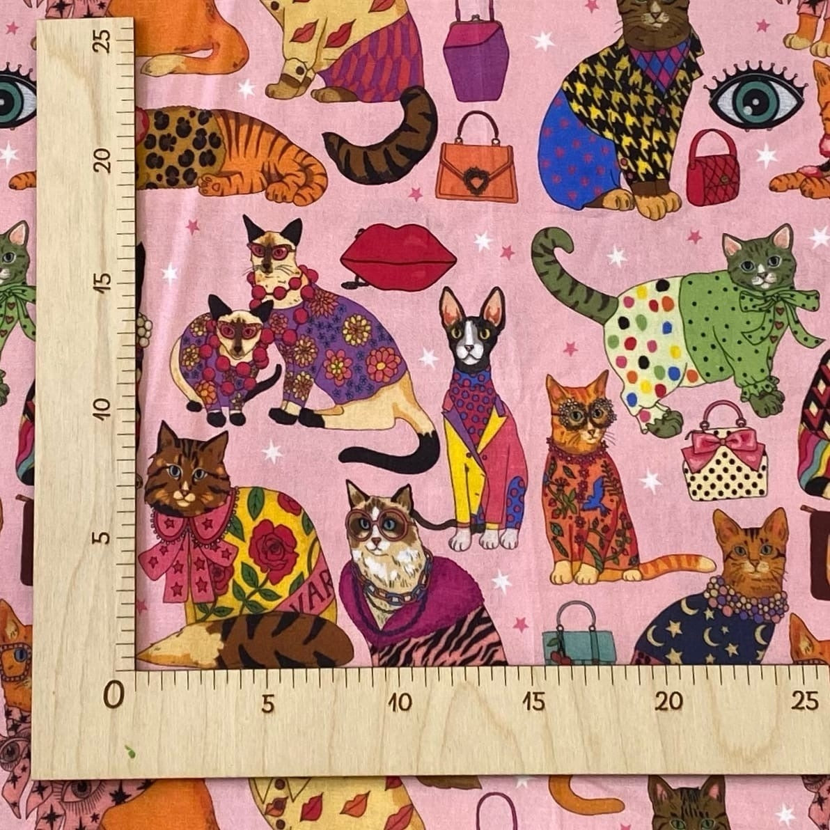 GLAMOROUS  CATS, PINK - 100% pamuk
