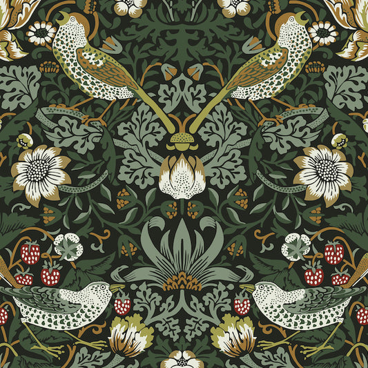 Strawberry Thief, William Morris - MIDI, brown-green, 100% pamuk